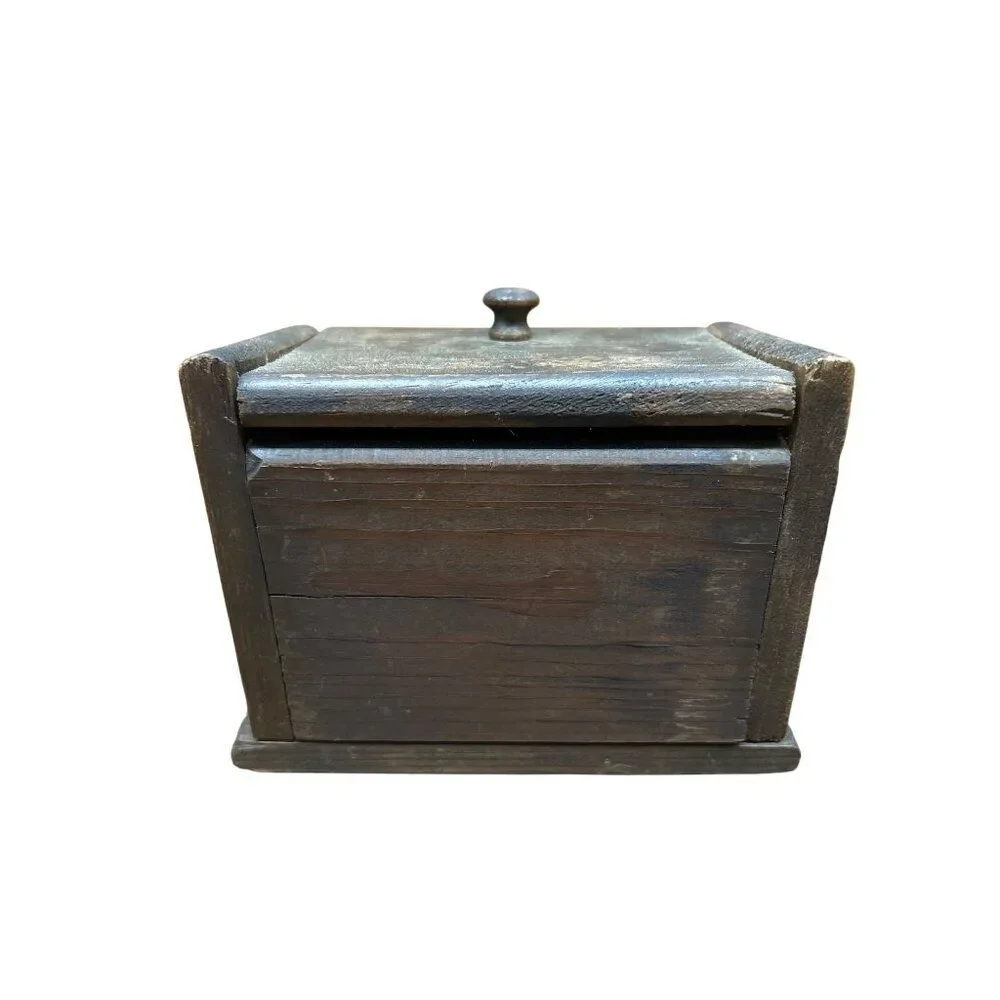 Vintage Wood Recipe Box With Rustic Kitchen Utensil Design